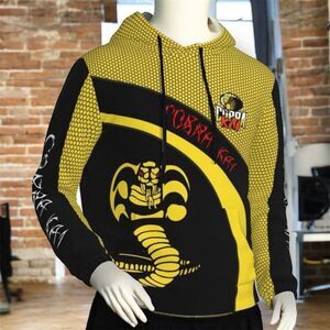 Kobra Kia Youth Medium Kids Yellow/Black Hoodie Pullover Karate All-Over Print